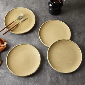 JIWOO Speiseteller Ø 21 cm braun 4er Set