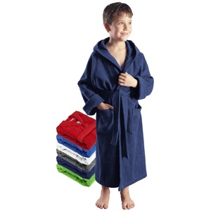 Kinderbademantel für Jungen und Mädchen, mit Kapuze, 100% Baumwolle, Arus blau 164