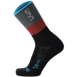 UYN Damen Trekking Socken - Trekking One Cool Socks, Wandersocken, Logo Schwarz/Rot/Grau 39-40
