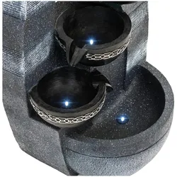 Uniprodo Gartenbrunnen - 5 Schalen auf Mauerensemble - LED-Beleuchtung - 12 W