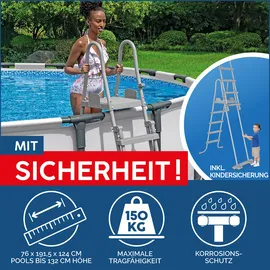BESTWAY Steel Pro Max Frame Pool Set 610 x 132 cm lichtgrau inkl. Filterpumpe
