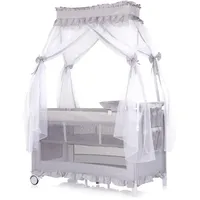 Chipolino Reisebett, Palace, Baldachin Moskitonetz zwei Ebenen Wickelauflage silber Kunststoff, 60x120 cm, Babymöbel, Babybetten, Reisebetten