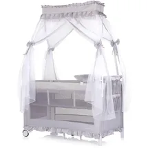Chipolino Reisebett, Palace, Baldachin Moskitonetz zwei Ebenen Wickelauflage silber Kunststoff, 60x120 cm, Babymöbel, Babybetten, Reisebetten