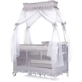 Chipolino Reisebett, Palace, Baldachin Moskitonetz zwei Ebenen Wickelauflage silber Kunststoff, 60x120 cm, Babymöbel, Babybetten, Reisebetten