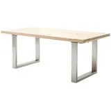 MCA Furniture Kulissen-Esstisch Dayton Esstisch Kufentisch", Synchronauszug,ausziehbar,eiche,massiv,extra lang,XXL,belastbar 50 kg braun