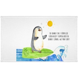 Mr. & Mrs. Panda Handtuch Pinguin Surfer – Weiß – Geschenk, Sport Handtuch, surfen, Kinder Hand, (1-St) weiß 50 cm x 30 cm