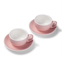 Terra Home Tasse Terra Home 2er Milchkaffeetassen-Set, Rosa glossy, Porzellan rosa