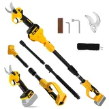 Akku Astschere Kompatibel mit Dewalt 20V, 2 in 1 Elektrische Gartenschere mit 2M Verlängerungsstange, Max.30 mm Schnittdurchmesser, LCD Display, Astschere Teleskop Ausziehbar bis 4,5m (ohne Akku)