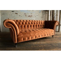 JVmoebel Chesterfield-Sofa, Chesterfield Design Polster Couch Leder Sofa Garnitur Luxus orange