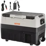 Vevor Camping Kühlschrank 55 L Kühlbox, 12 / 24 V Rollbare Elektrische Gefrierbox 2 in 1 Doppelzone, Auto Kühlschrank Kompressor zum Warmhalten und