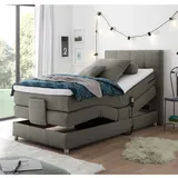 Lomadox Boxspringbett Jugendbett in 120x200 cm MANAUS-09, in der Farbe silver, Taschenfederkern-Matratze, elektrisch verstellbar