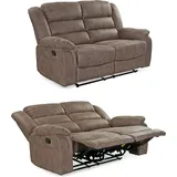 luma-home schönes für dein zuhause 2-SITZER-RELAXSOFA 153/93/103 cm Federkern, Liegefunktion verstellbar durch halbautomatische Relaxfunktion, Mikrofaser Vintage Grau Braun / 15133