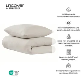 SCHIESSER Uncover by Schiesser Bettwäscheset Lennox - Musselin - 2-teilig - 135x200cm - Helltaupe