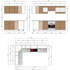 Vicco Winkelküche L-Form 267 x 167 cm Anthrazit/Goldkraft Eiche