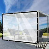 POCHY Vorhänge Outdoor Wetterfest Plane mit Ösen Seitenwände Aus Transparenter Plane für Pergola Pavillon, Anpassbar Color : Clear, Size : 2x2.8m(6.56x9.18ft)