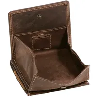 LEAS Wiener-Schachtel mit großer Kleingeldschütte im Vintage Style, Echt-Leder, dunkelbraun Vintage-Collection''