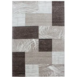 Teppich Handwäsche Kurzflor Abstrakte Karos Polypropylen Wohnzimmer Braun Rechteckig 280x370 | Kadima Design