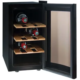 h.koenig AGE8 Weinkühlschrank / 8 Flaschen/Temperatur von 11°C bis 18°C/LED-Temperaturanzeige/Holzlagerböden, Schwarz....