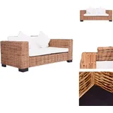 Gartensofas - Living 2-Sitzer Gartensofa Natürliches Rattan - Weiß