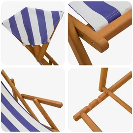 vidaXL Liegestuhl 3 Position 1 x 60 x 90 cm Blau/Weiß