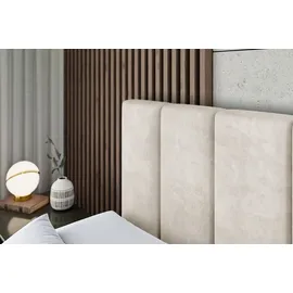 altdecor Boxspringbett mit Matratze und Topper, Polsterbett mit Bettkasten, Bett mit Stauraum H3-Matratze, Doppelbett, Springboxbett - BOXI1-140x200 - Beige Samt