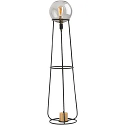 Stehleuchte Standlampe Beistellleuchte schwarz gold Glaskugel rauch H 128,5 cm
