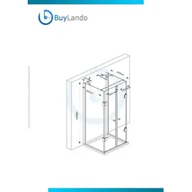 Buylando Emma Komplettdusche 90 x 80 cm rechts 90 x 195 cm Schwarz/Transparent