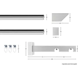 GARESA Gardinenschiene GARESA "Cubus, Quadros Innenlauf", grau (chromfarben), L:200cm, Gardinenstangen, Gardinenschiene, Innenlauf-Vorhanggarnitur, verlängerbar, Holz-Aluminium