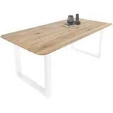 Sam Esszimmertisch Schweizer Kante massiv & geölt Eiche 200x100 weiß U-Gestell Lotte - Beige