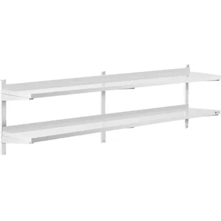 Royal Catering Wandbord 2 Ablagen 40 x 200 cm Regal Edelstahlregal Küchenregal Edelstahl 40 kg