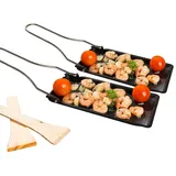 Rosenstein & Söhne 2er-Set Grill-Pfännchen mit klappbarem Griff, spülmaschinenfest