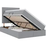 vidaXL Bett mit Stauraum und LED Hellgrau 120 x 190 cm Polyester