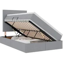 vidaXL Bett mit Stauraum und LED Hellgrau 120 x 190 cm Polyester