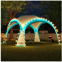 Swing&Harmonie LED Event Pavillon 3,6 x 3,6m DomeShelter Garten Pavillion inkl. Solarmodul Pavilion Designer Gartenzelt Camping Pavilon Partyzelt mit Beleuchtung -