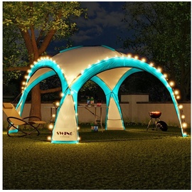 Swing&Harmonie LED Event Pavillon 3,6 x 3,6m DomeShelter Garten Pavillion inkl. Solarmodul Pavilion Designer Gartenzelt Camping Pavilon Partyzelt mit Beleuchtung -