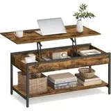 Couchtisch höhenverstellbar 50 × 100 cm mit Fach vintagebraun-tintenschwarz