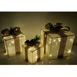 Nipach LED Stern XA10147 LED Geschenkwürfelset in 3 Größen 25/20/15 cm Timer