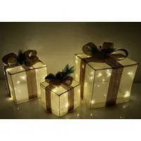 Nipach LED Stern XA10147 LED Geschenkwürfelset in 3 Größen 25/20/15 cm Timer