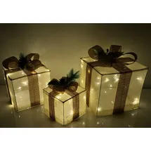 Nipach LED Stern XA10147 LED Geschenkwürfelset in 3 Größen 25/20/15 cm Timer