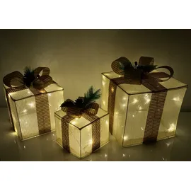 Nipach LED Stern XA10147 LED Geschenkwürfelset in 3 Größen 25/20/15 cm Timer