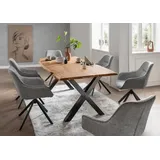 Mr. Deko Indoormöbelset Diningsessel San Carlo mouse grey & Tisch Catania Gestell X-Bein, - Grau