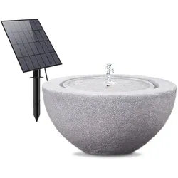 Solarbrunnen Garten Kunstharz Steinschale Ø 26 cm Divit RI58 grau