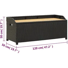 vidaXL Sitzbank mit Stauraum 120 cm Poly Rattan Schwarz