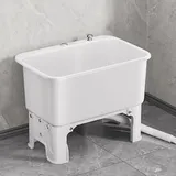 DSKJHI Kunststoff Ausgussbecken grau schwarz weiß für Garten & Keller Werkstatt robuste Waschtrog Spülbecken Freistehendes Großes Becken säurebeständig, 60x40 cm(Weiß)