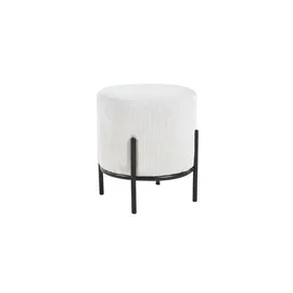 SalesFever Polsterhocker rund Ø35 cm Cord-Optik Beige/Schwarz 35 x 38 x 35 cm