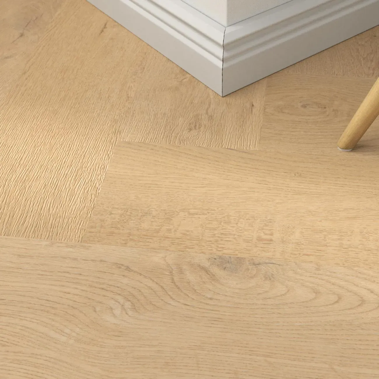 Klebe-Vinyl Plain Oak Beige – inkl. Dämmung & Fußleisten
