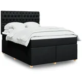 vidaXL Boxspringbett mit Matratze Schwarz 160x200 cm Stoff