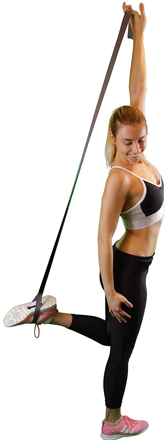POWRX Stretch Band I Premium Fitnessband Yoga Gurt für mehr Flexibilität & Beweglichkeit I Yoga Dehnband Strap mit 10 Schlaufen I Gummiband 170 x 2,5 cm