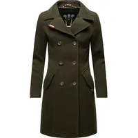 Marikoo Damen Mantel in Wollmantel-Optik langer Trenchcoat mit Reversekragen Nanakoo Dark Green Gr. 3XL - 3XL