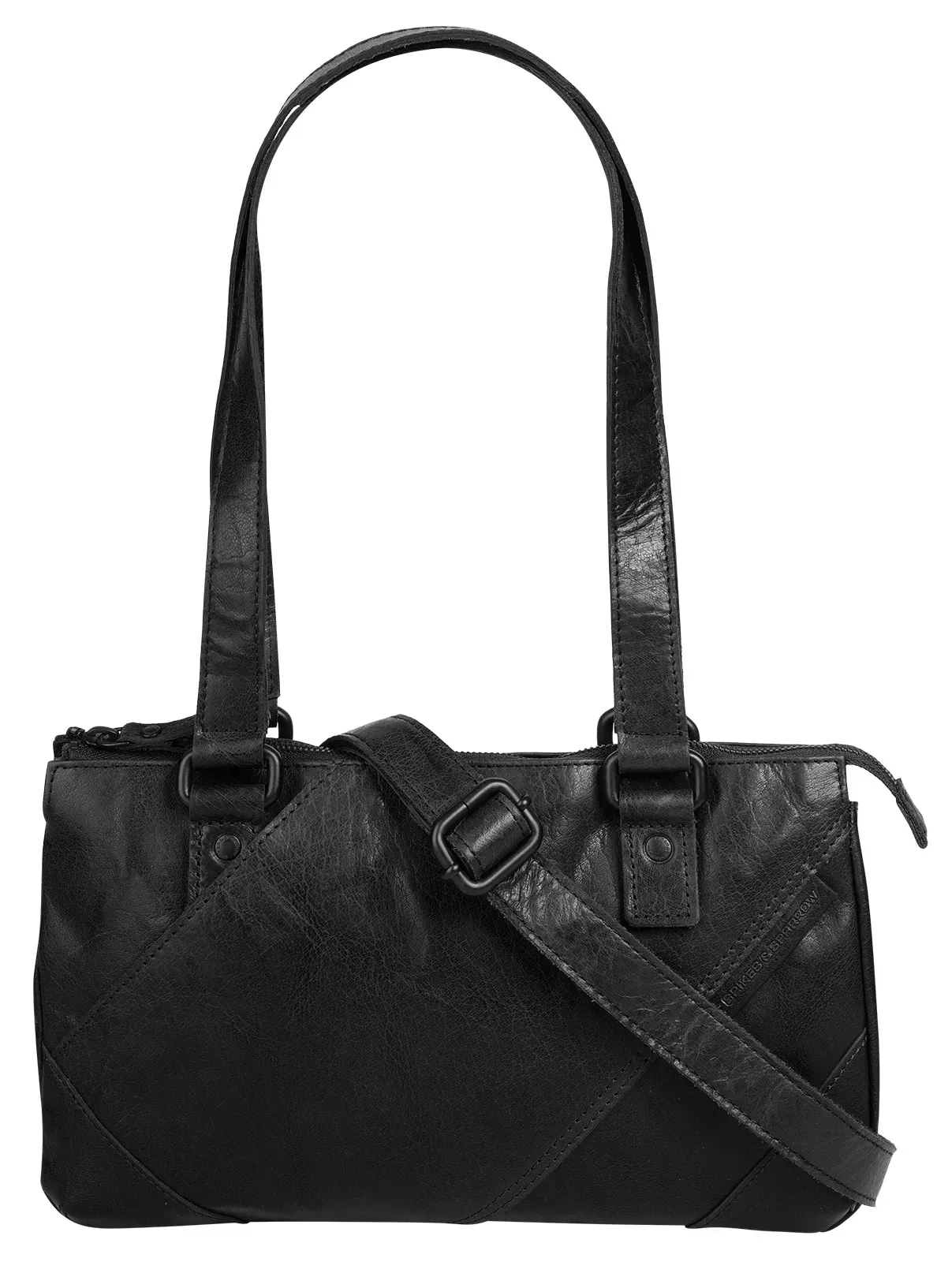 Henkeltasche SPIKES & SPARROW, Damen, Gr. B/H/T: 31cm x 18cm x 8cm onesize, schwarz, Leder, Taschen, echt Leder
